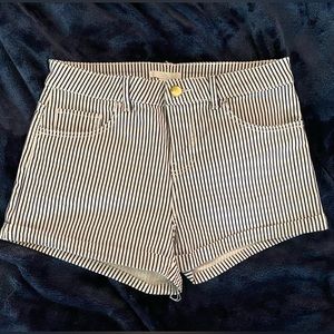 H&M - High-Waisted, Black and White Striped Shorts - Size 4